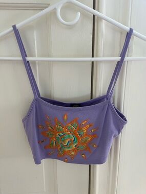 Urban Outfitters Lavender Sunburst Graphic Crop Tank